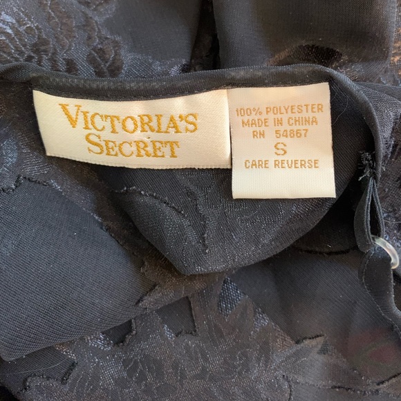 Vintage 90s Victoria's Secret‎ Gold Label Black Floral Slip Dress Size Small - Picture 9 of 9